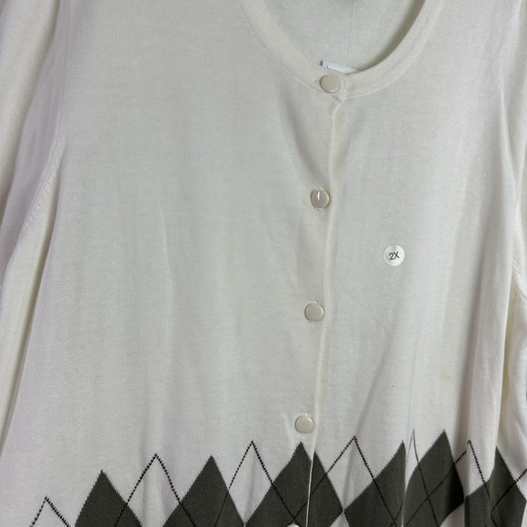 Maggie‎ Barnes Shirt & Cardigan Sweater Set Sz 2X (22/24W) Cotton Argyle Preppy - Picture 7 of 15
